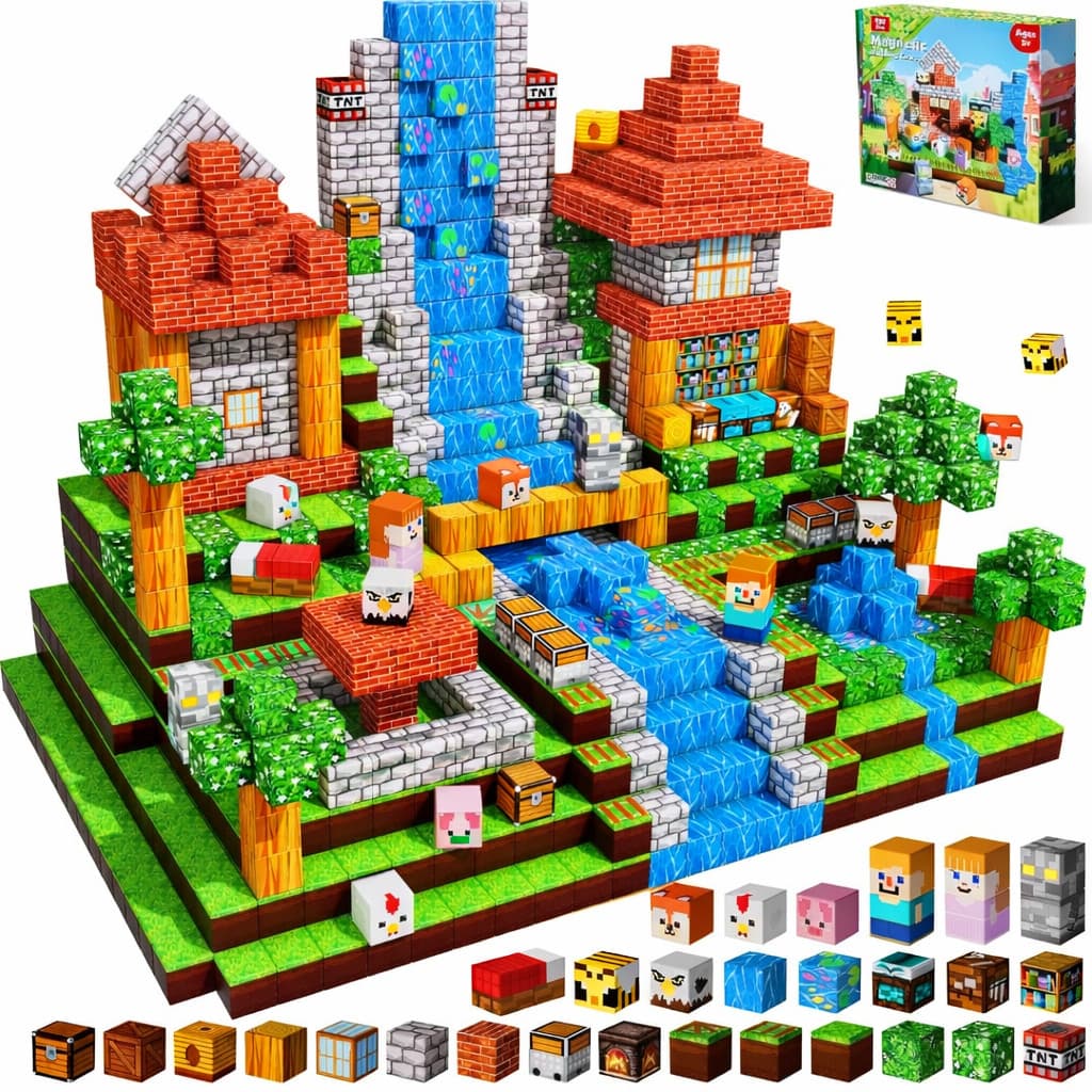 Blocos Magnéticos 200 Peças Brinquedo Educativo Criativo Infantil Pixel Presente Menino Menina