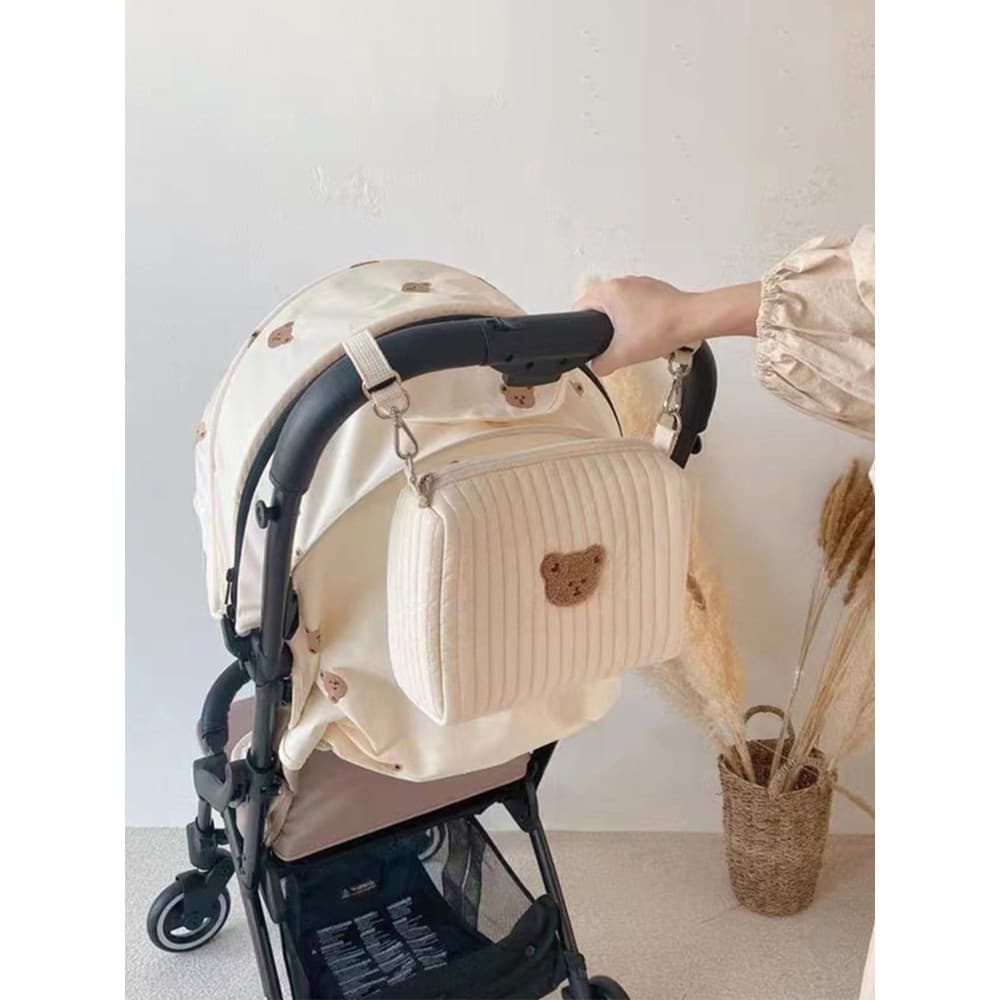 Estilo coreano mamãe saco carrinho de bebê multifuncional mãe bebê saco pequeno urso saco de armazenamento do bebê bebê 