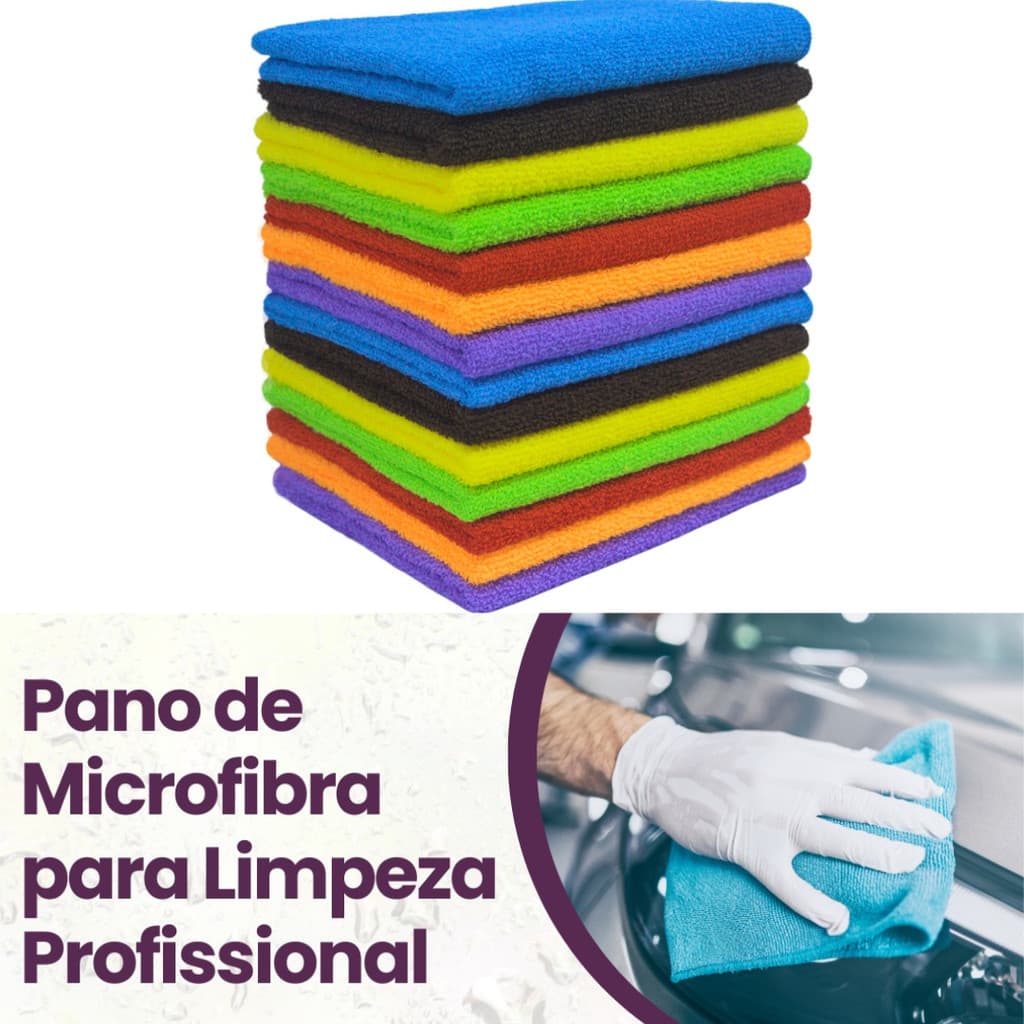 Kit Limpeza Automotiva 10 Panos Microfibra Carro