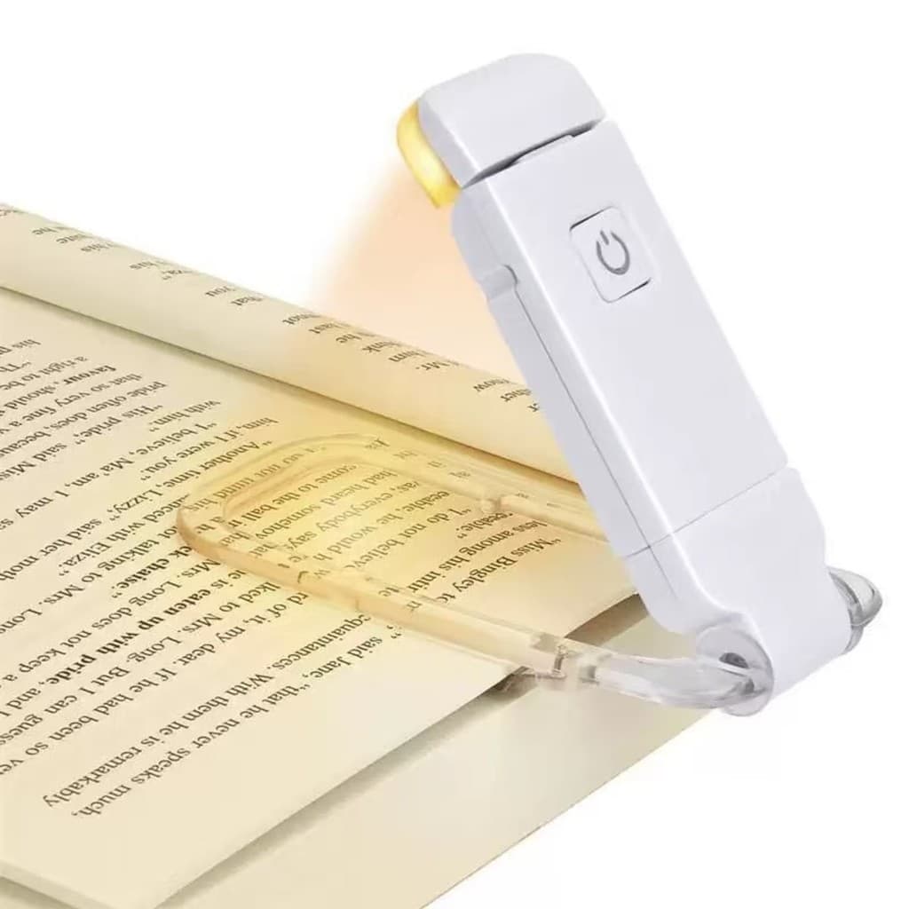 Luz de Leitura LED USB Recarregável Com Clipe Portátil Luminária Compacta