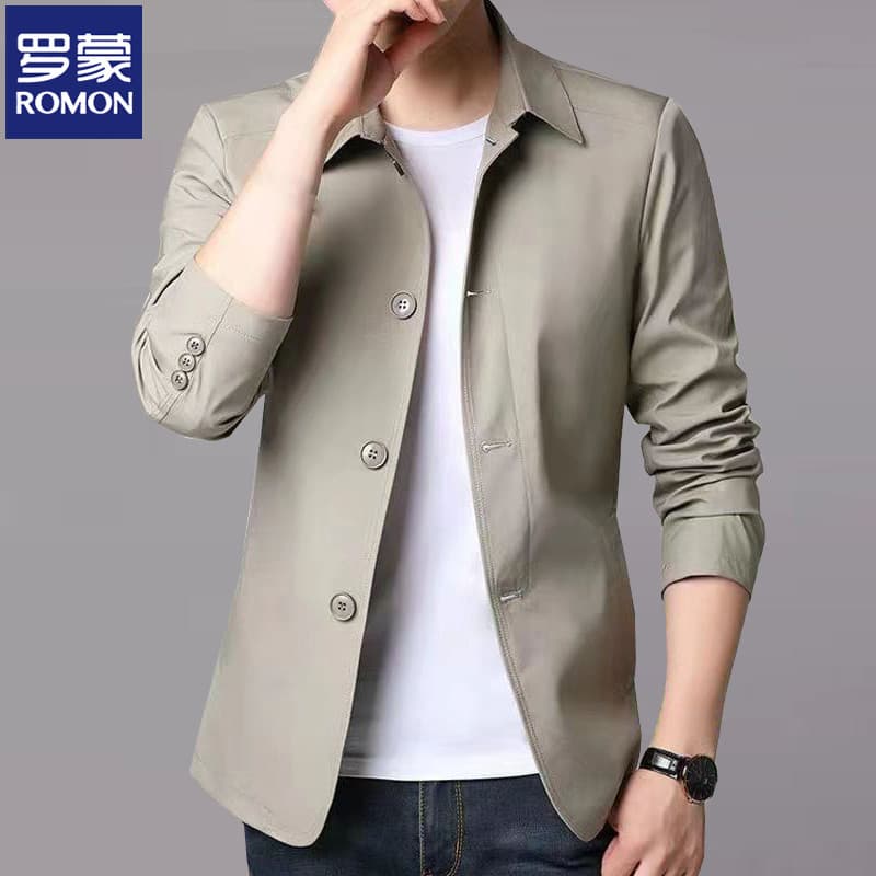 Lomon 2026 novo estilo primavera outono jaqueta masculina de meia-idade juventude Casual lapela jaqueta masculina topo c