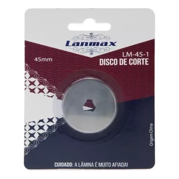 Lâmina 45mm Disco Circular Cortador Patchwork Corte Tecido Aço Patchwork Eva Prata LM-45-1 Lanmax