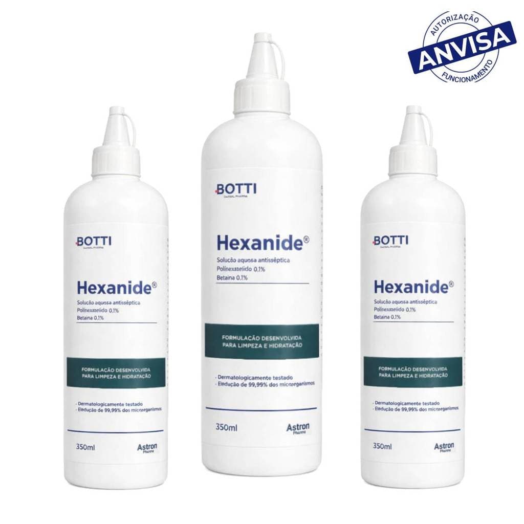Hexanide PHMB 0,1% Botti Global Pharma 350ml Kit 3un Antisseptico