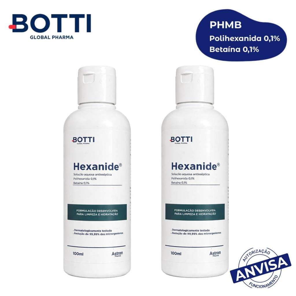 Kit 2un Hexanide Solução PHMB 0,1% 100ml Botti Pharma