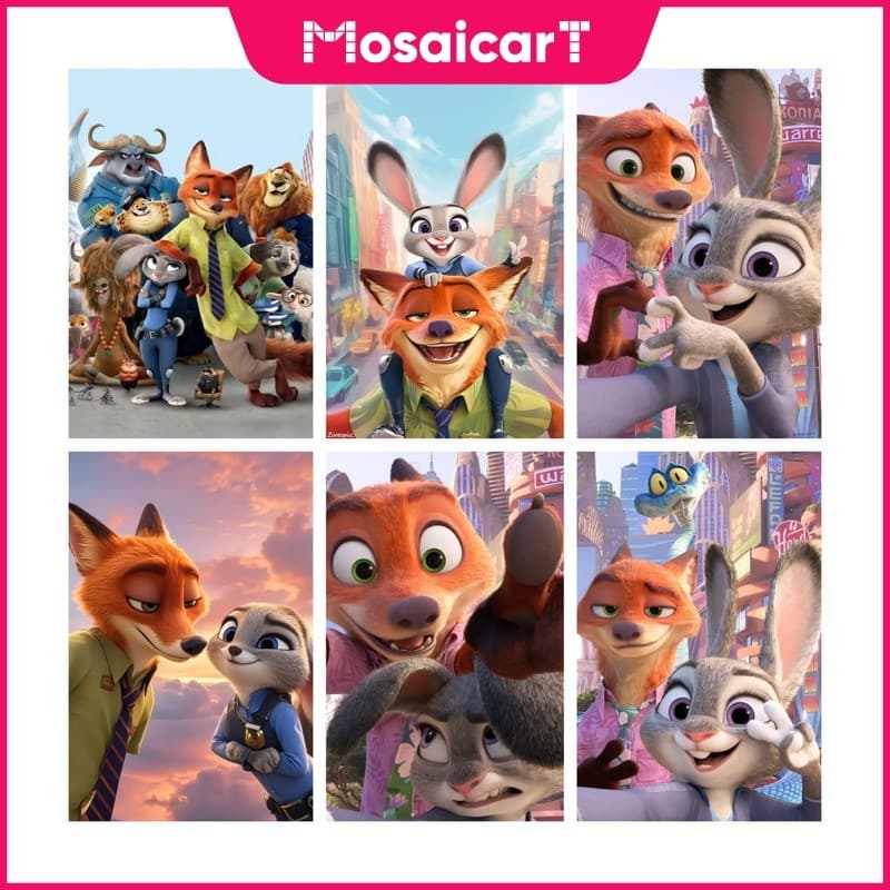 Prosperityusmacartoon Judy E Nick 5D DIY Pintura De Diamante/A Óleo Digital Ponto Cruz De Cristal Redondo Completo Mosai