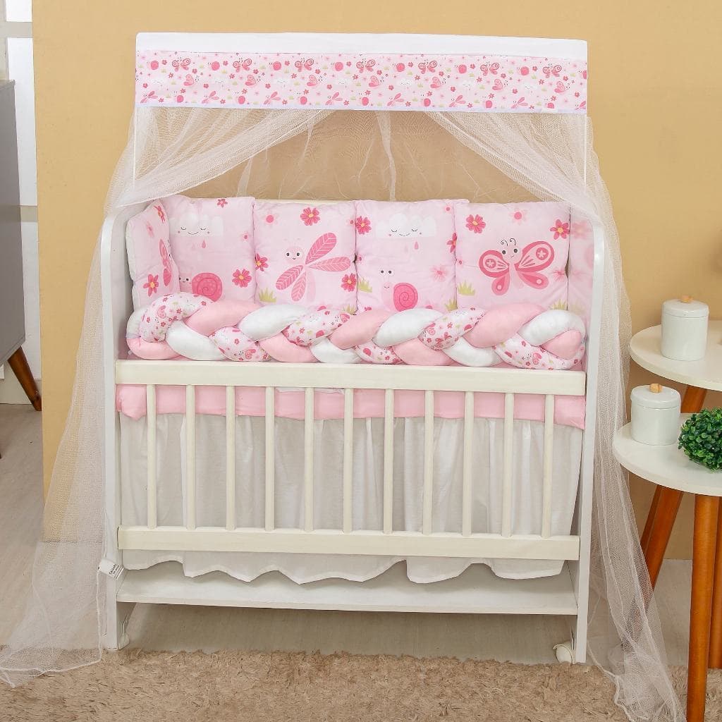 Kit Mini Berço Completo Enxoval Bebê Menina Borboleta