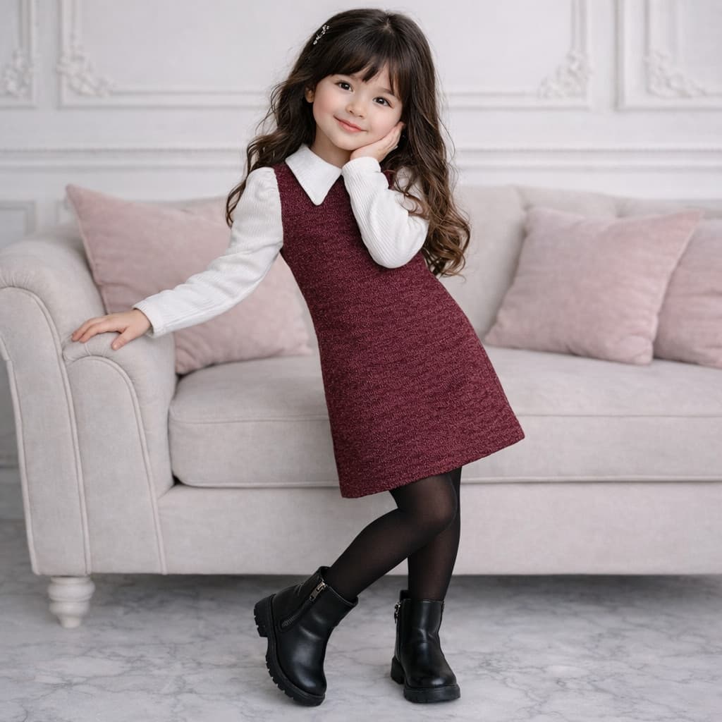 Vestido infantil Manga longa de menina /vestidinho Feminina infantil inverno frio 4-12 anos