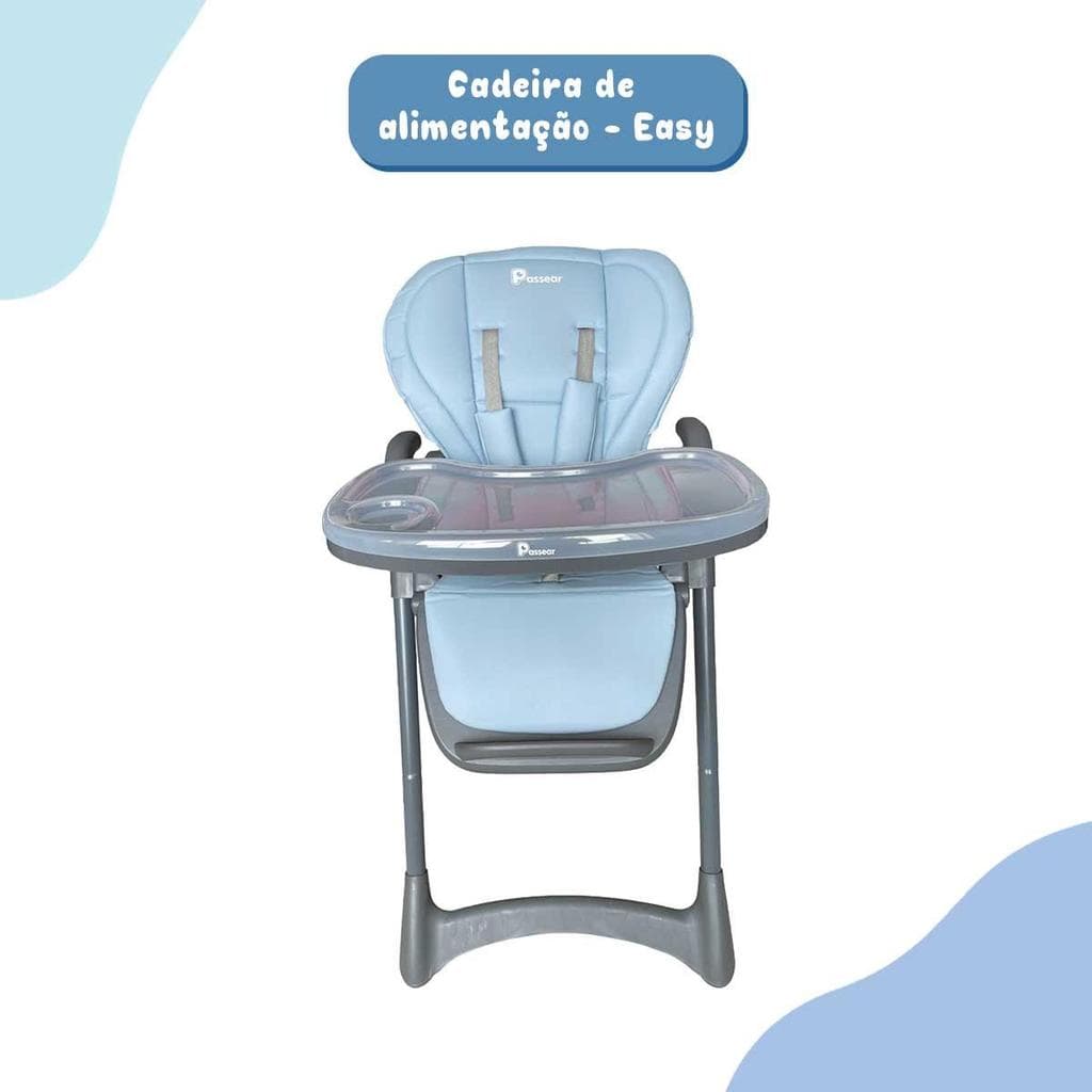 Cadeira Alimentação Refeição Alta Easy Azul Rosa e Cinza Multifuncional