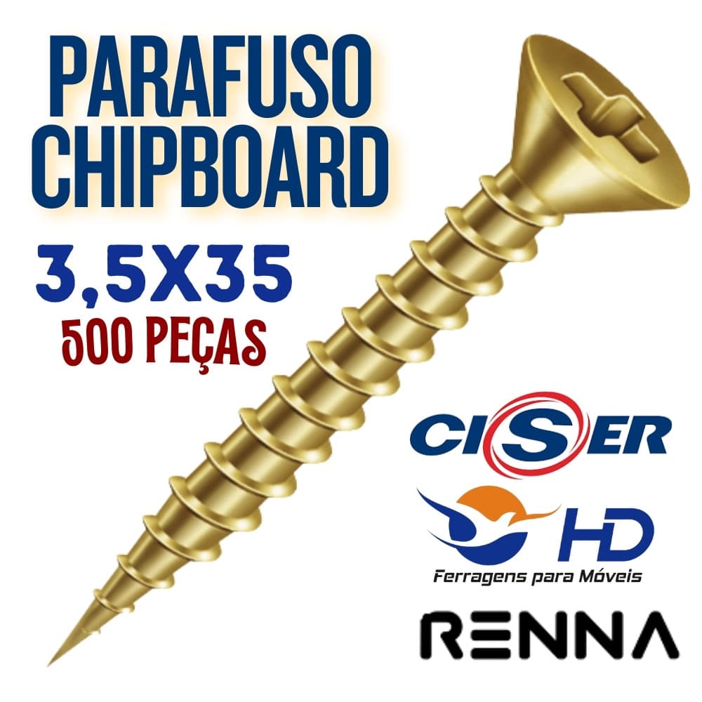 Parafuso 3,5 X 35 Chipboard Chata Phillips para Madeira - CISER CAIXA COM 500 peças