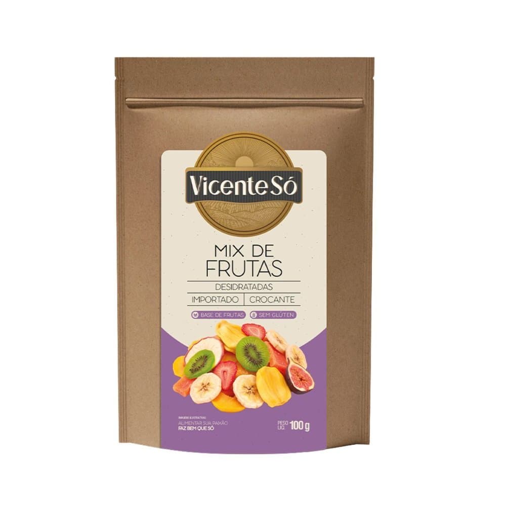 Mix de Frutas Desidratadas 100g Snack Saudável Chips Natural