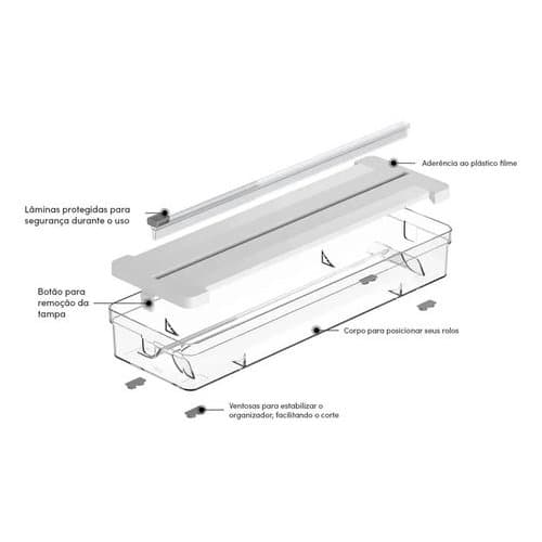 Organizador Duplo Rolos Transparente Gavetas Cozinha Banheiro Multiuso Organizador