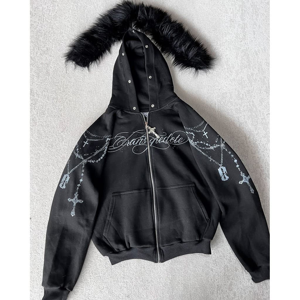 Y2K Fashion Nova Jaqueta Com Capuz Da Moda Hip-hop Design De Gola De Pele Removível Para Calor E Conforto De Inverno