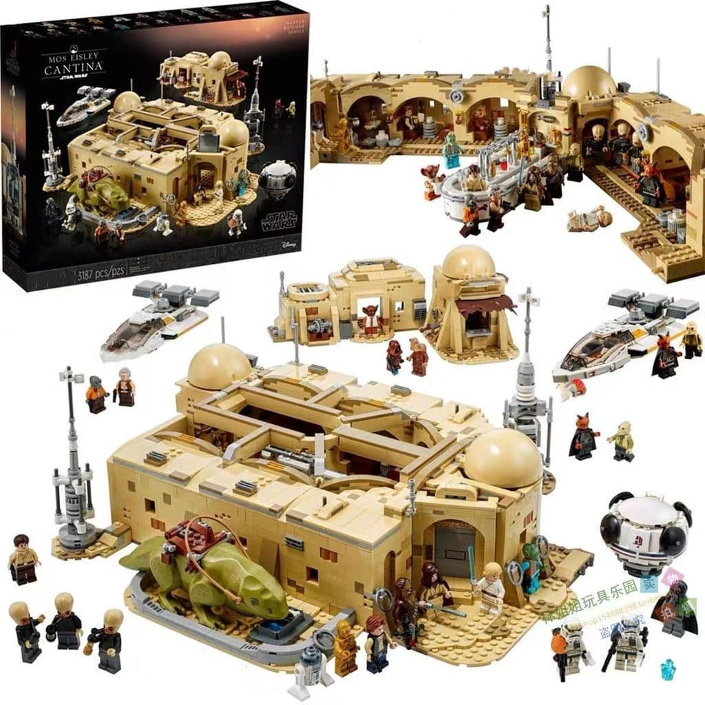 Compatível com LEGO 75290 Star Wars Mos Eisley Tavern Versão Iluminada 60016 Brinquedo de Blocos de Montar