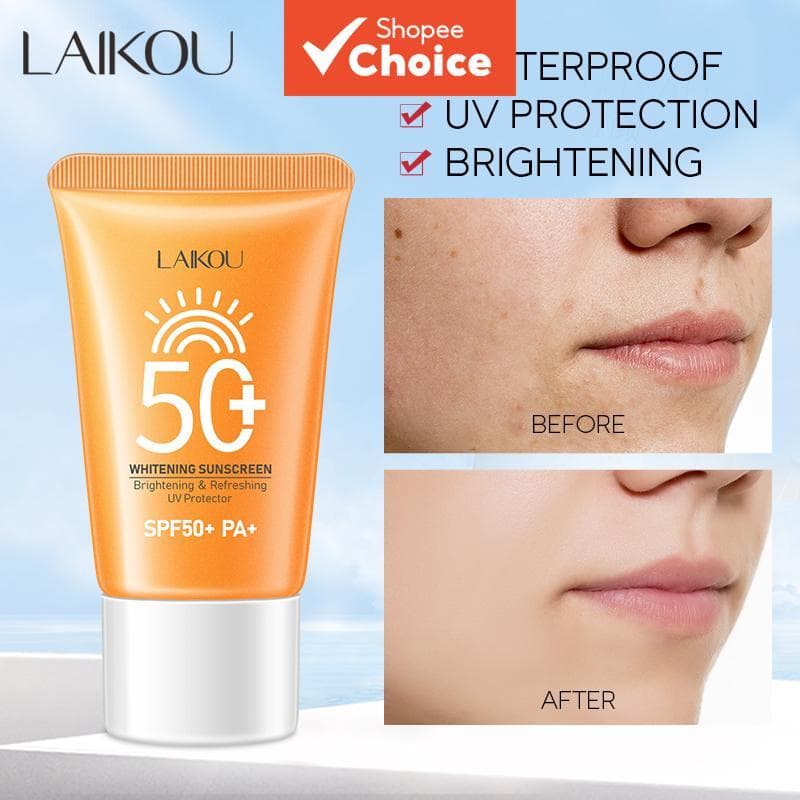  LAIKOU Creme Clareador de Proteção Solar com Filtro UV, Creme Solar Clareador, Protetor Facial, Creme Diurno