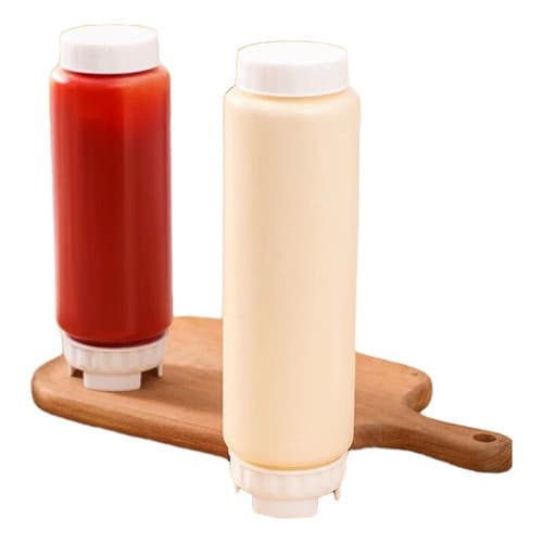 Kit 2 Bisnagas 700ml Invertidas Para Temperos Molhos Caldas Ketchup Maionese FIFO