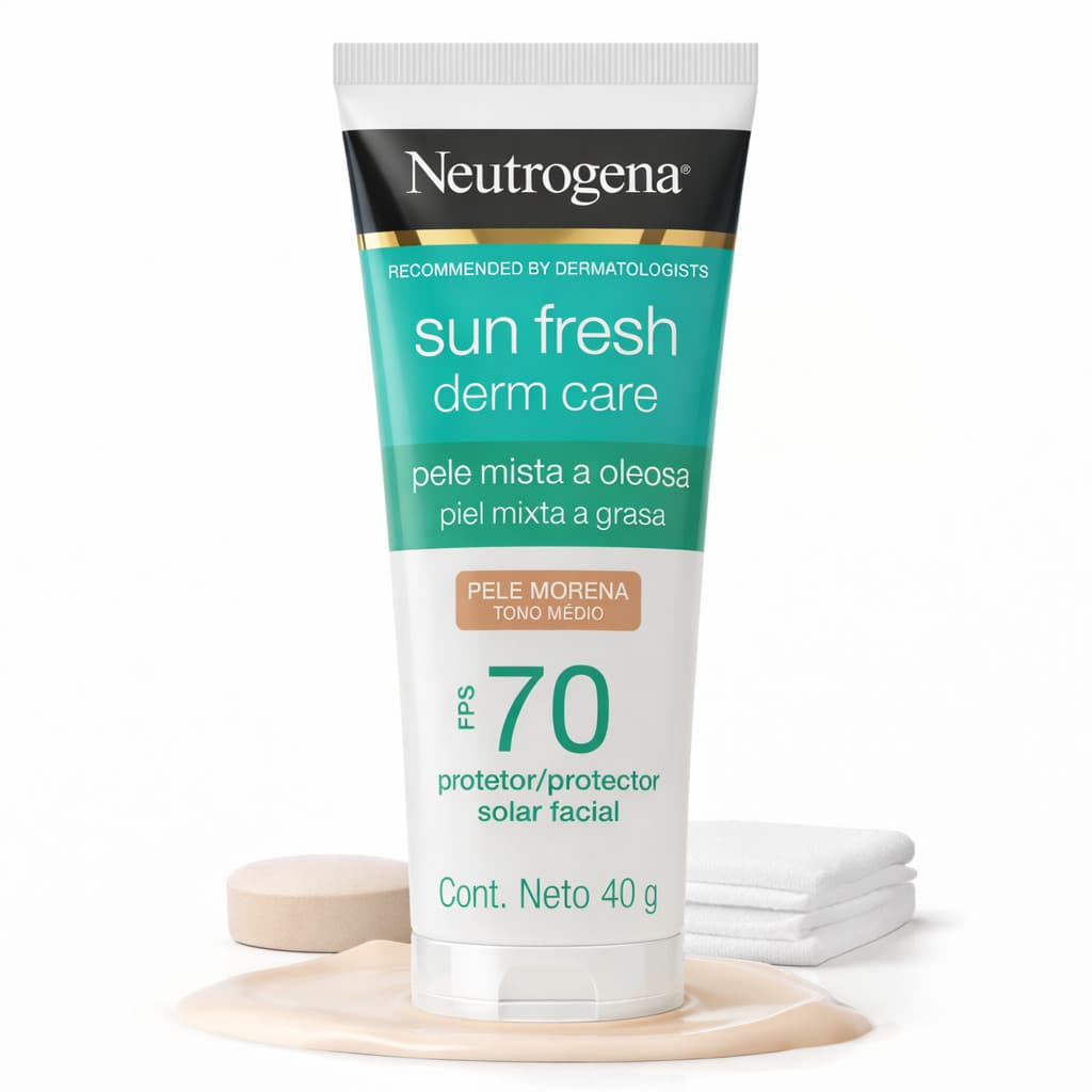 Protetor Solar Facial Neutrogena Sun Fresh Derm Care FPS 70 Morena 40g