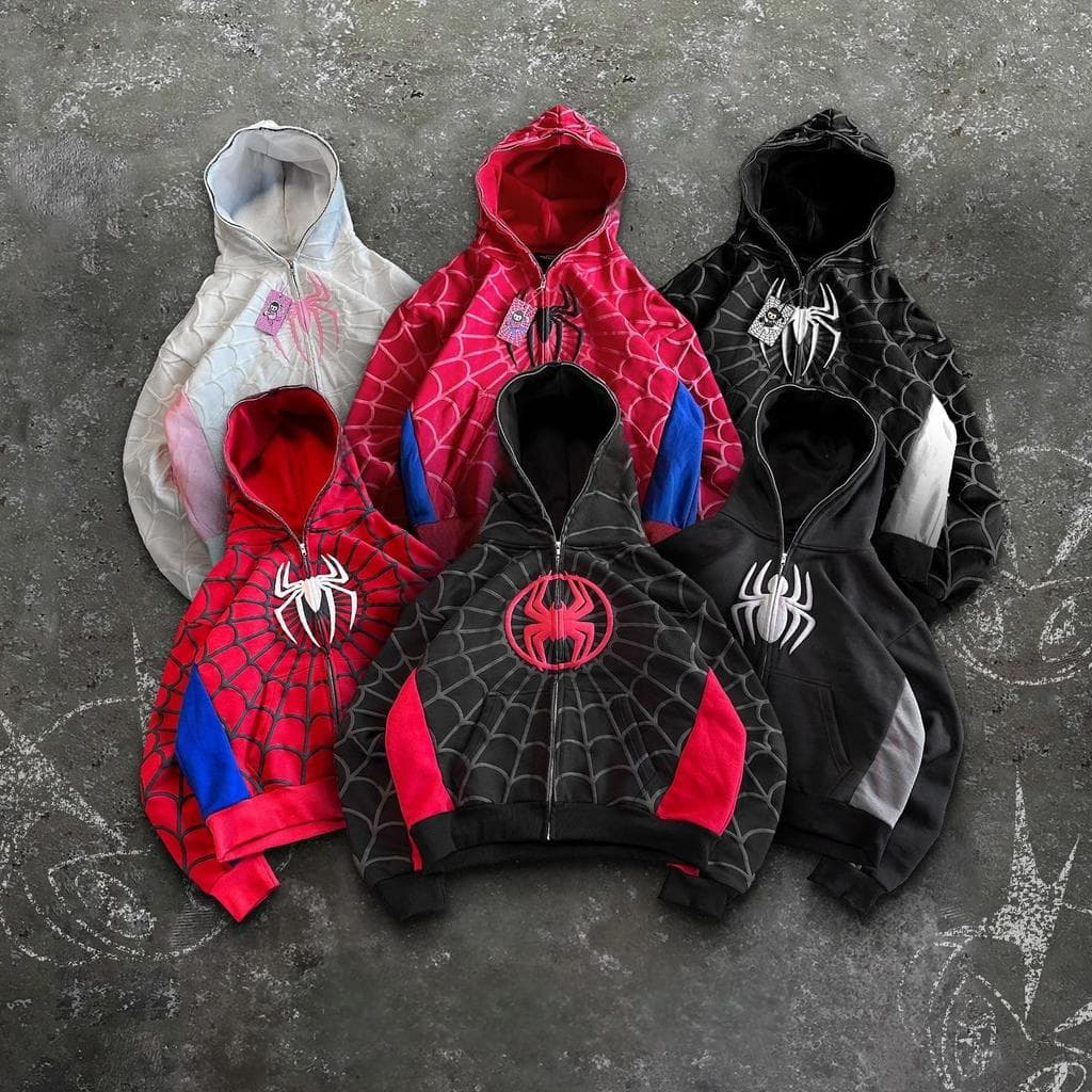 Y2k Retro América Aranha Espuma Impressão 3d Hoodies Moda Oversized Solto Zíper Completo Hoodie Masculino Jaqueta