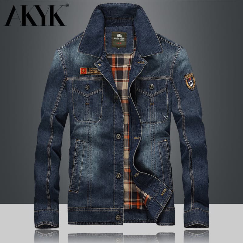 Primavera outono novo estilo jaqueta masculina Denim jaqueta solta Casual topo simples tamanho grande macacão jaqueta ma