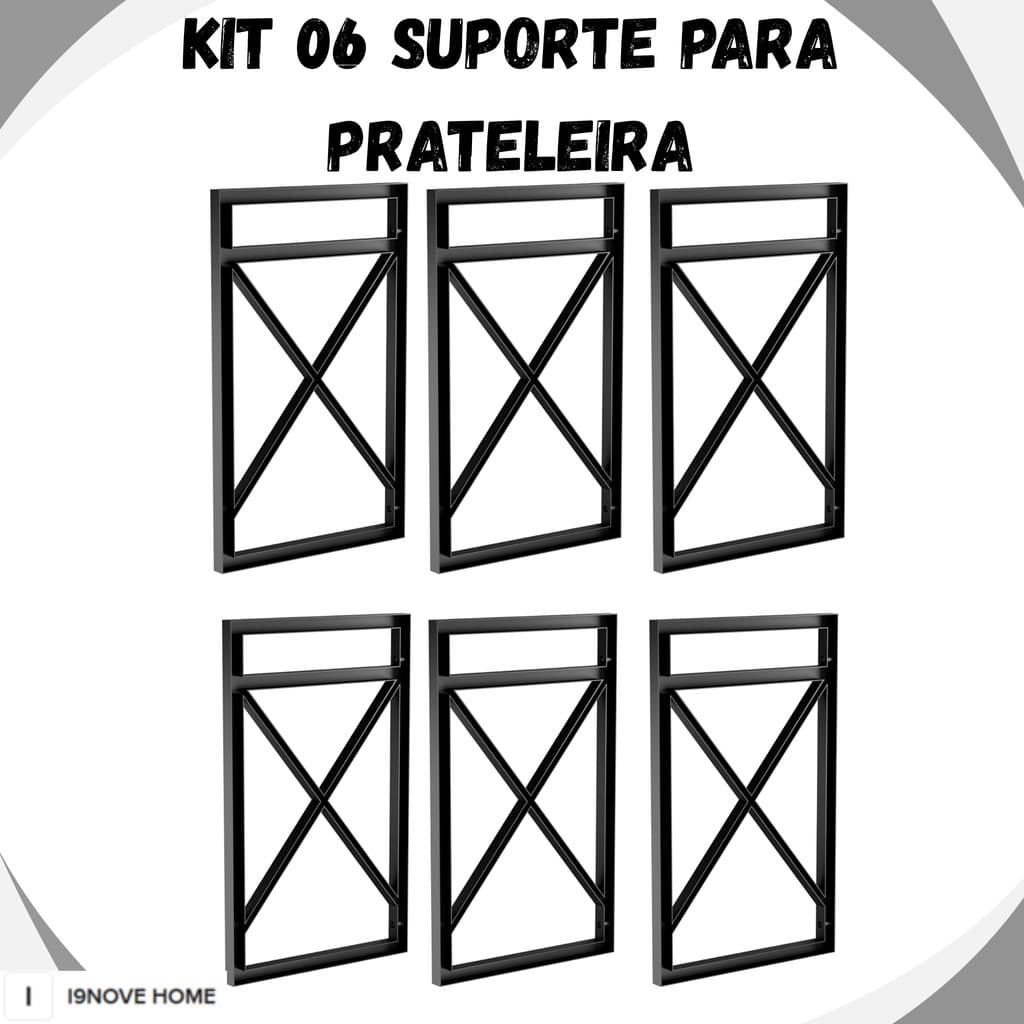 Kit 06 Suporte Nicho Prateleira Estilo Industrial Parede Are