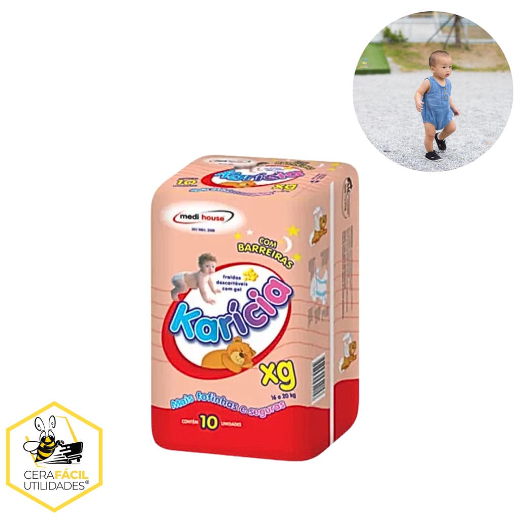 10un - Fralda Infantil Descartável Karícia Tamanho XG - Medi House