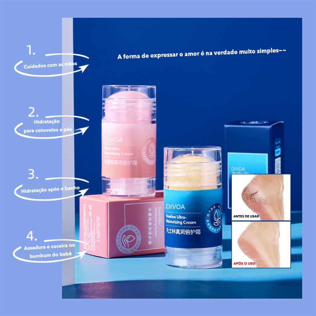 Creme Hidratante Vaselina Antirrachaduras para Mãos e Pés, Nutrição Profunda para Todas as Estações