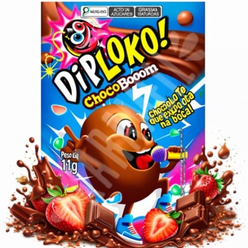 DipLoko Choco Boom Sabor Morango Cobertura Chocolate - Importado