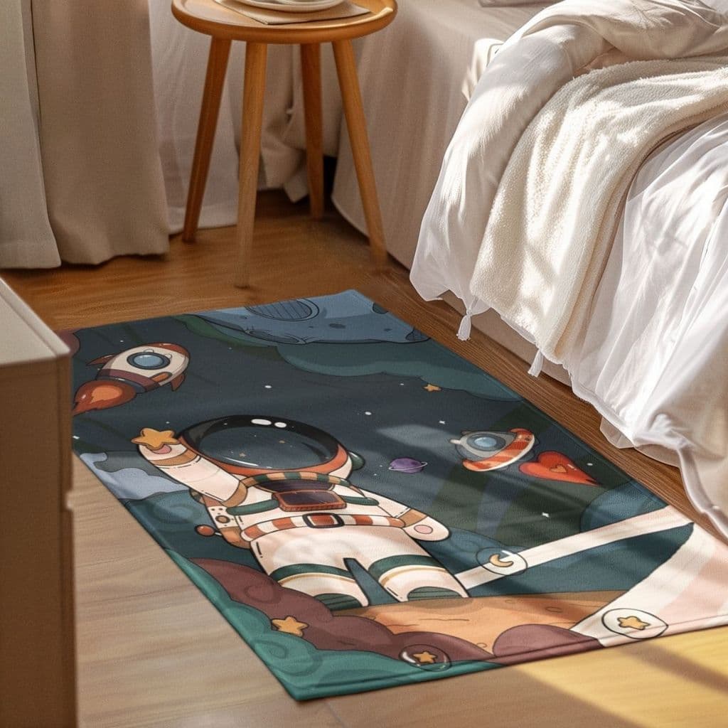 Tapete Decorativo 118x70cm Antiderrapante Sala, Quarto, Espaço  Astronauta Universo