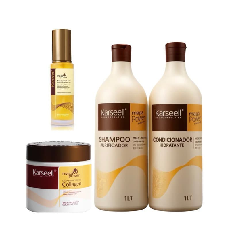 Kit Completo de Tratamento Capilar com Óleo – Shampoo Purificador 1L, Condicionador Hidratante 1L
