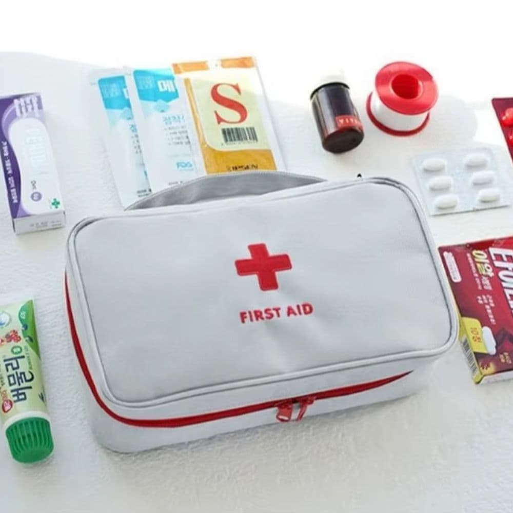 Necessaire Emergência Primeiros Socorros First Aid Kit Grande Cinza