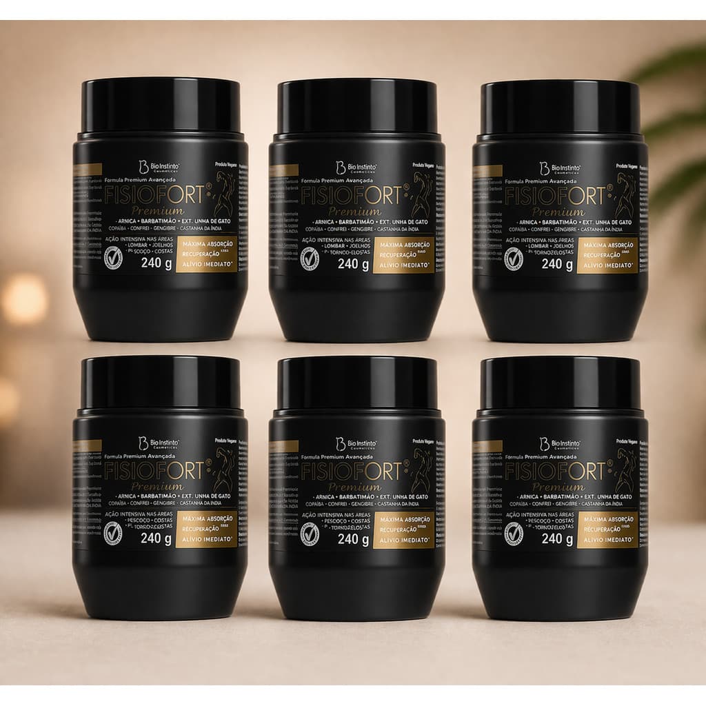 Kit C/06 POMADA FISIOFORT PREMIUM Massageadora desodorante dores musculares Bio Instinto 240g