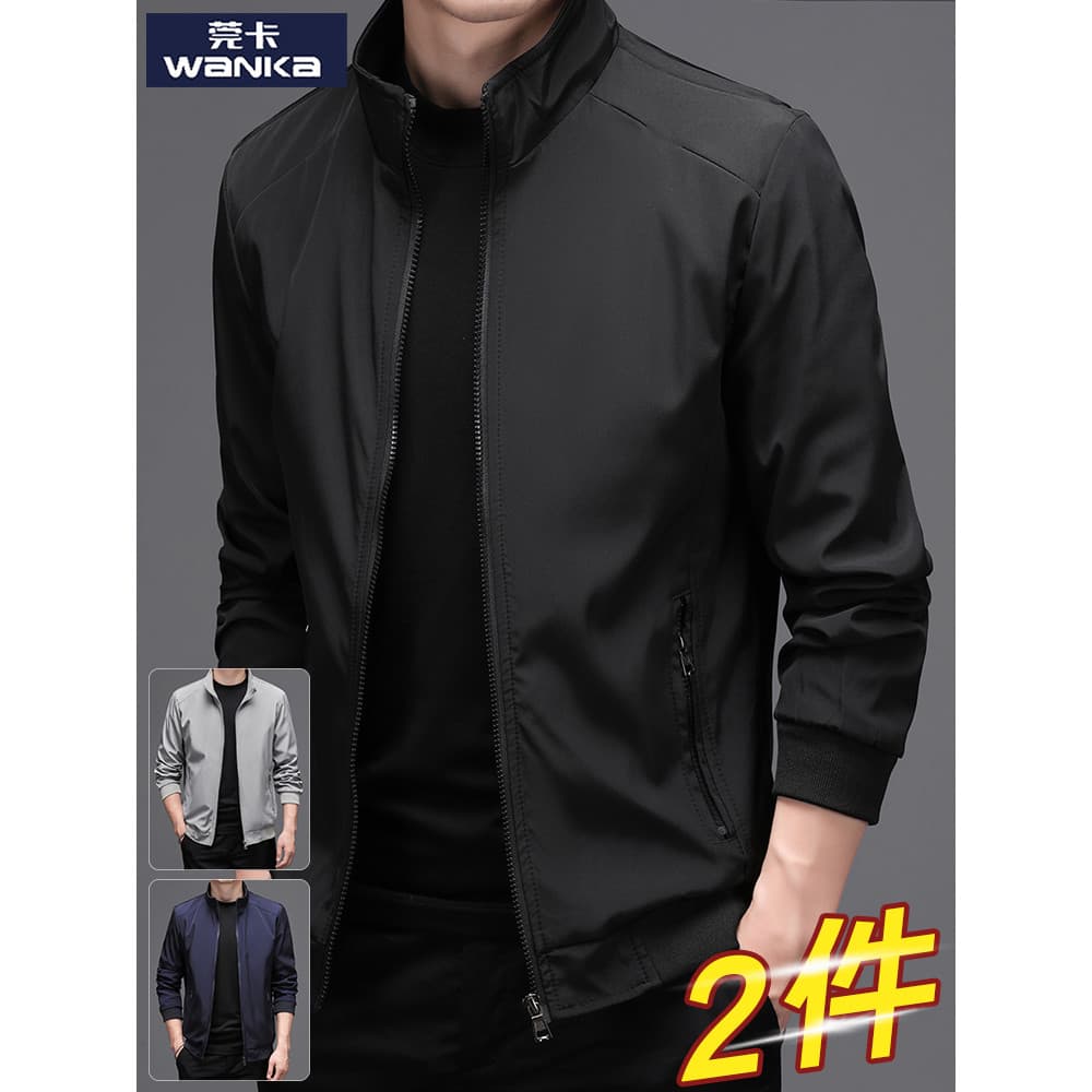 Preto gola jaqueta masculina primavera outono solto Casual jaqueta masculina 2025 novo estilo pai de meia-idade roupas e