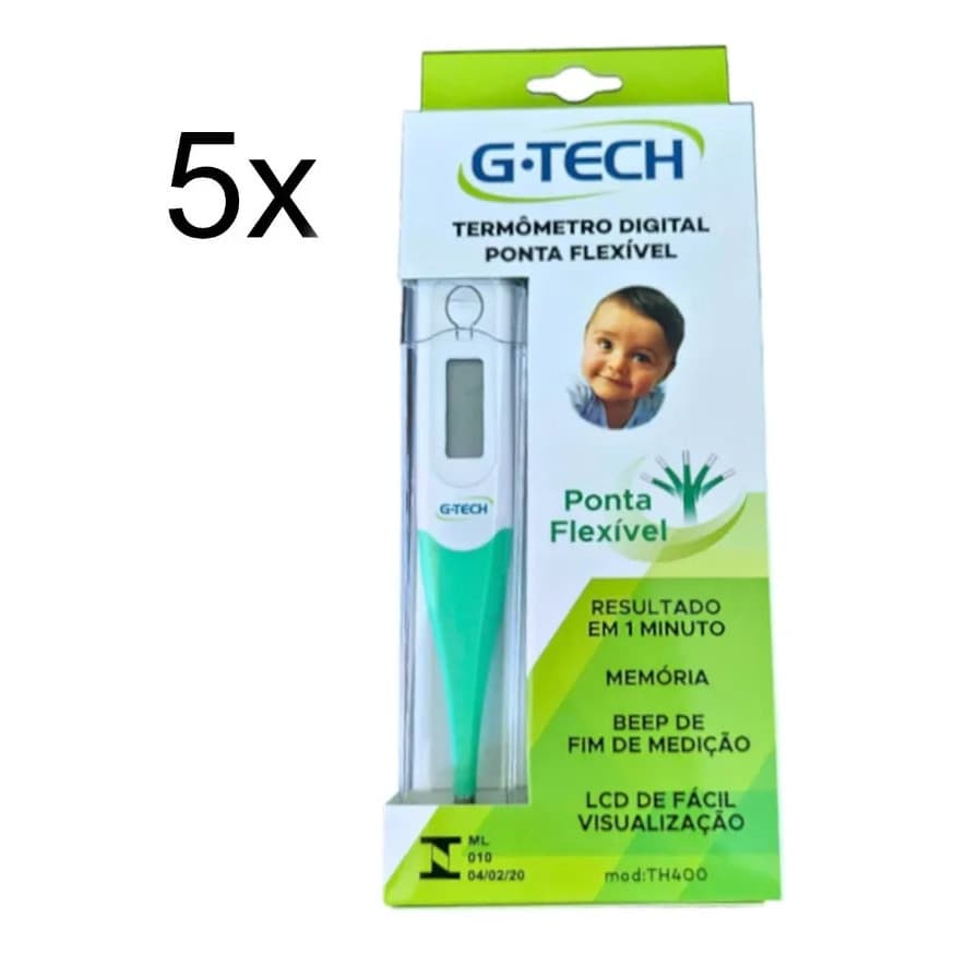 Kit Termometro Digital Axilar G-tech Com Beep 5 Und - Verde