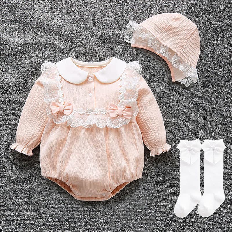 Bebê bebê menina bebê bonito renda princesa macacão mês inteiro cem dias banquete um ano de idade vestido roupas outono