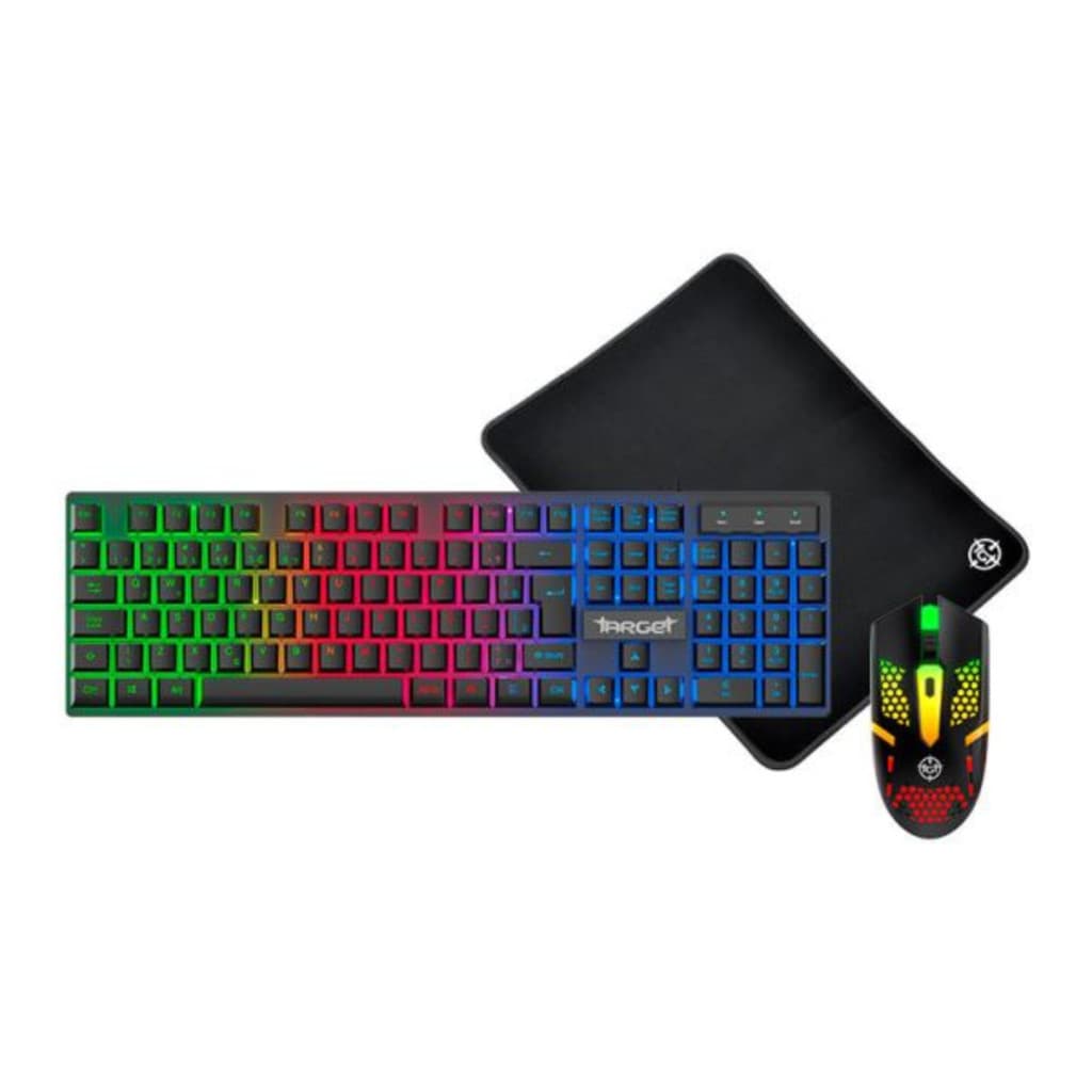 kit Mouse, Teclado E Mousepad Gamer 1600DPI Teclado semi-mecanico
