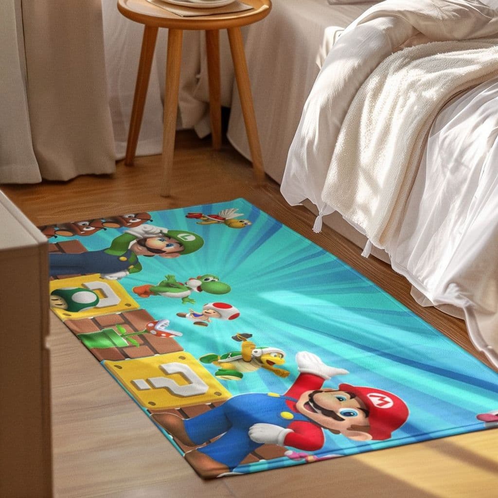 Tapete Decorativo 118x70cm Antiderrapante Sala, Quarto, Espaço  Mario Gamer
