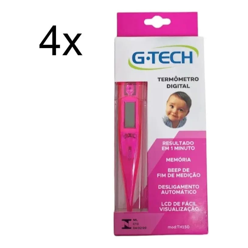 Kit G-tech Termômetro Digital Th Rosa Com 4 Unidades