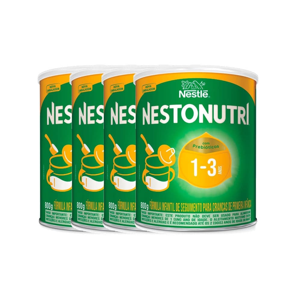 Kit 4 Nestonutri 1 a 3 Anos Fórmula Infantil de Primeira Infância 800g