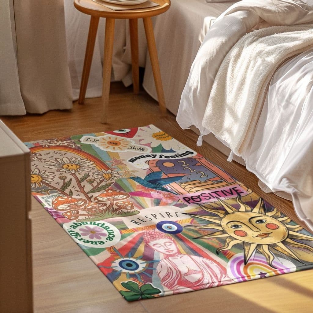 Tapete Decorativo 118x70cm Antiderrapante Sala, Quarto, Espaço Ícones