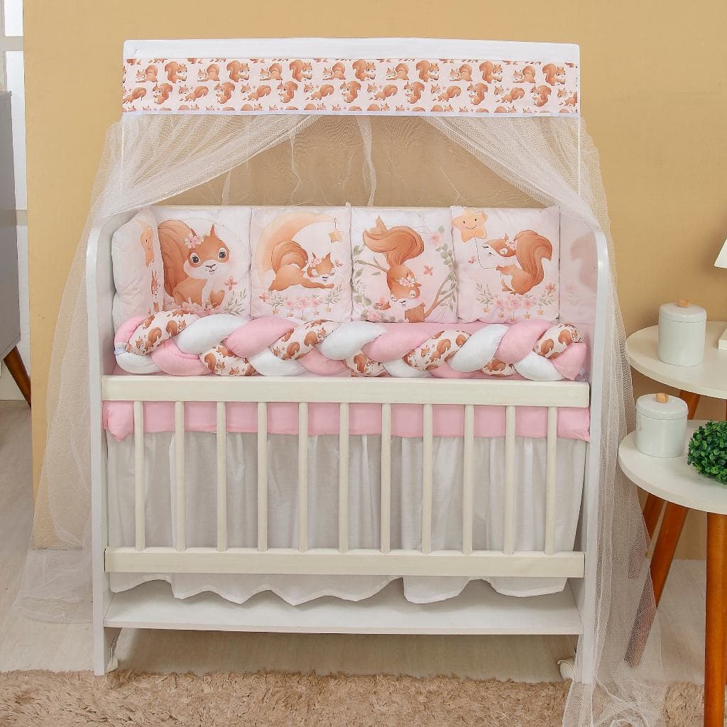 Kit Mini Berço Completo Enxoval Bebê Menina Bosque Encantado