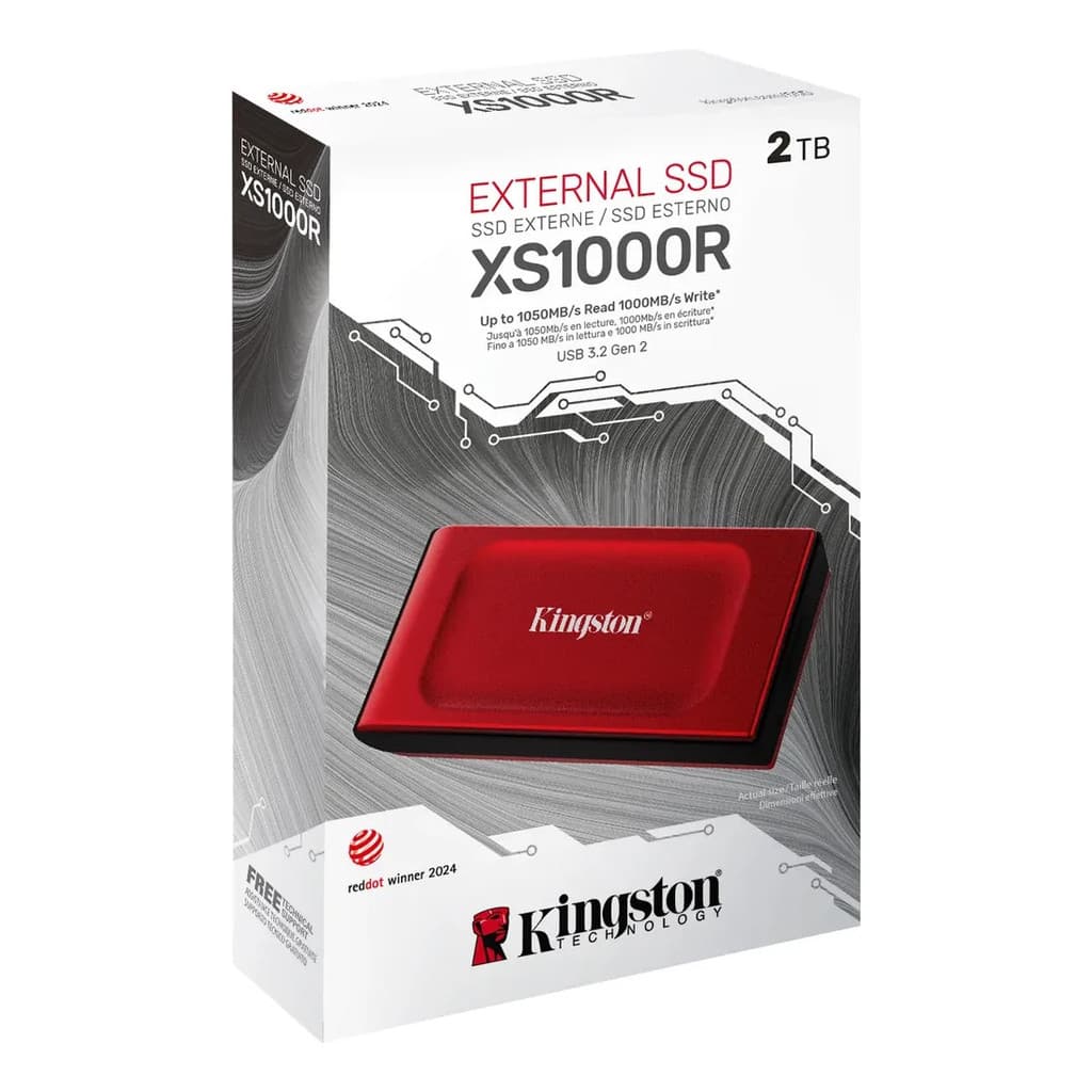 Ssd Externo Kingston Xs1000r 2tb Usbc Vermelho 1050mb/s