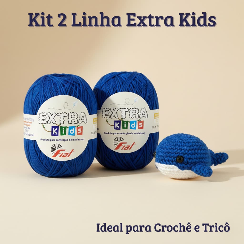 Kit 2 Fio Extra Kids Fial 250m 130g Linha de Amigurumi Croche e Trico