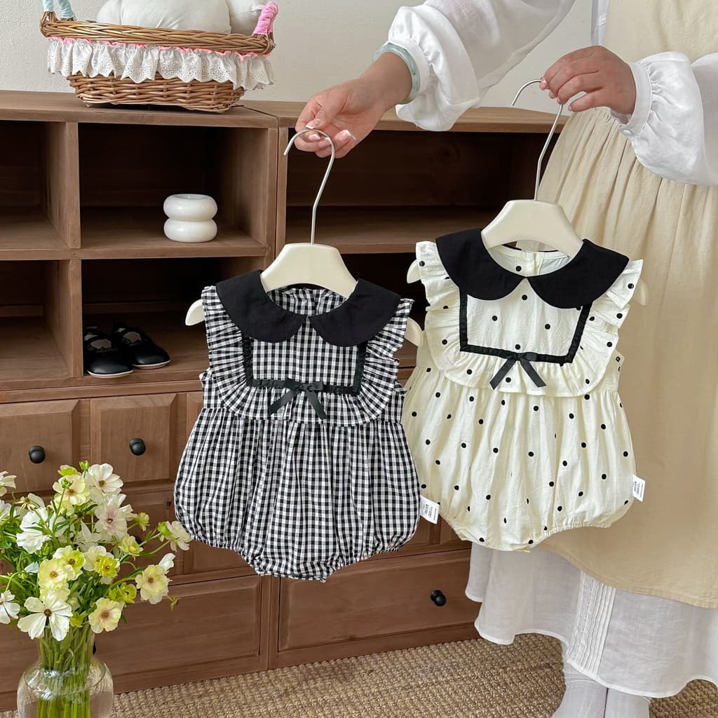 Bebê bebê verão roupas finas doce bolinhas xadrez menina colete roupas de bebê recém-nascido a-class roupas verão X
