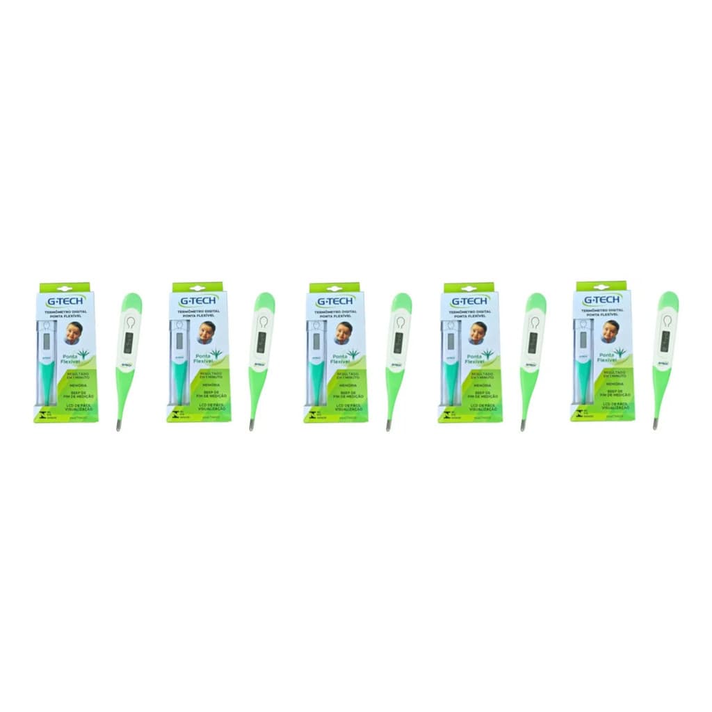 Kit Termometro Axilar Flexível Digital Verde 5 Unidades