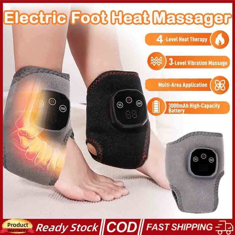 1-2 Pçs Elétrico Pé Aquecimento Massageador Relaxamento Muscular Conjunta Envoltório Cinta Protetor Com 3 Modos De Vibra