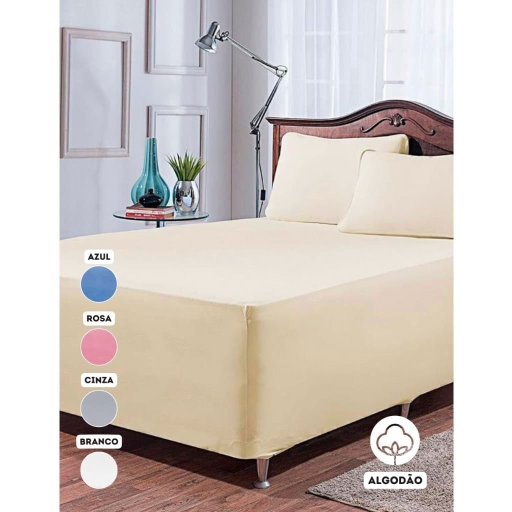 Jogo Lençol CASAL Algodão 180 fios Cama Box Conjugado Lençol infantil (LENÇOL LUVA CASAL)