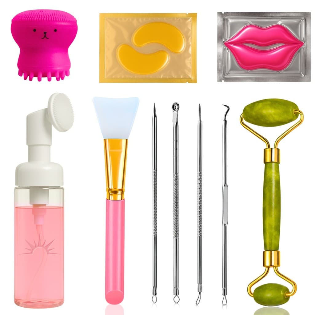 Kit Skincare Facial Completo com Polvo Jade Pump Pads Extrator Espátula