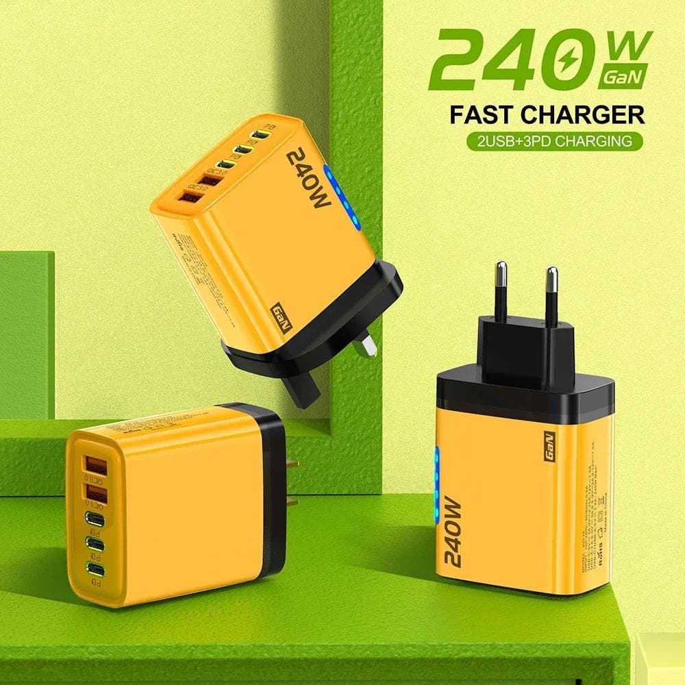 Carregador USB C PD De 5 Portas Carga Rápida 3.0 Type Carregadores De Telefone Adaptador De Carregamento Rápido