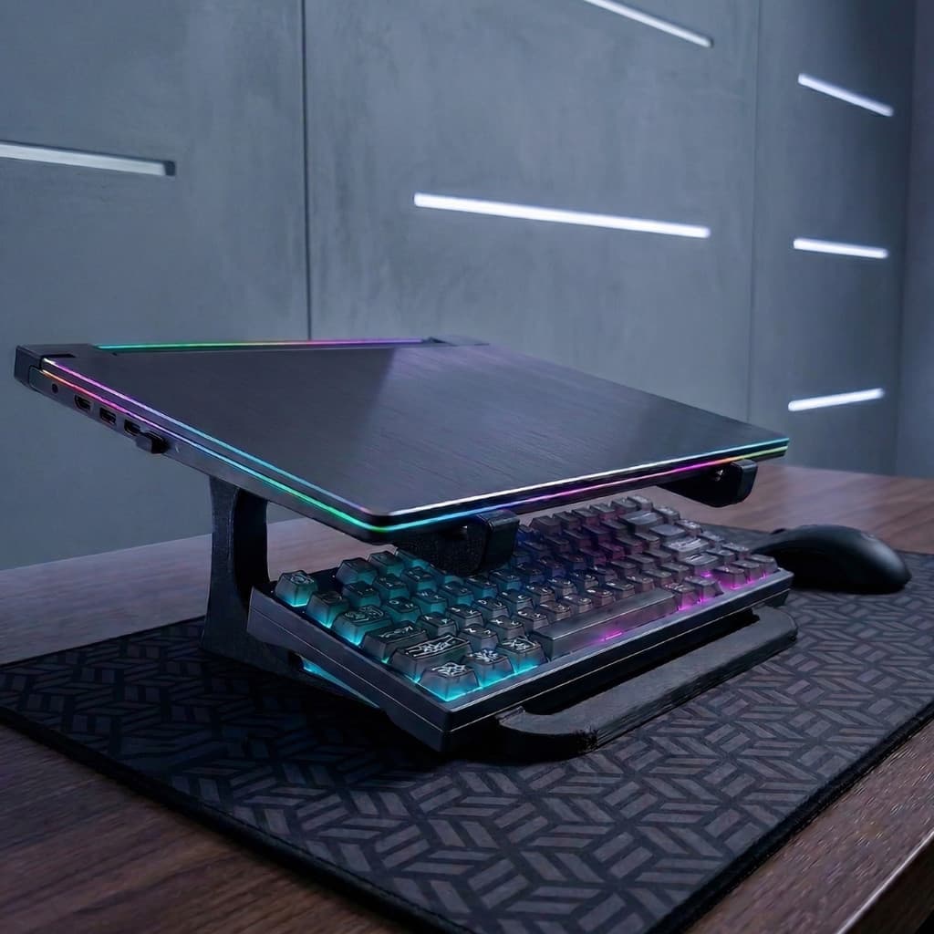 Suporte para Notebook com Teclado | Ergonômico e Compacto | Setup Gamer Escritório