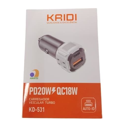 Carregador Veicular Turbo Kd-531 Entrada Dupla Usb/tpC