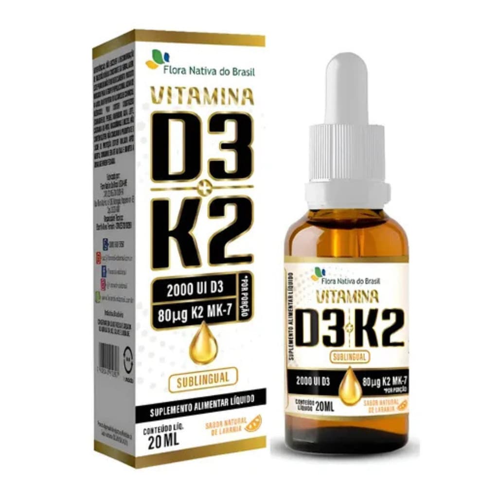 Vitamina D3 + Vitamina K2 Suplemento Alta Potência Gota 20ml